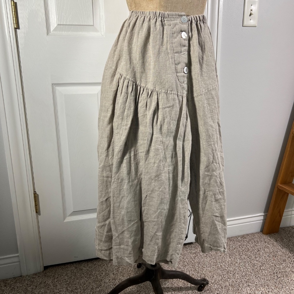 Magnolia Pearl Love Collection Linen Cropped Pants Khaki Color